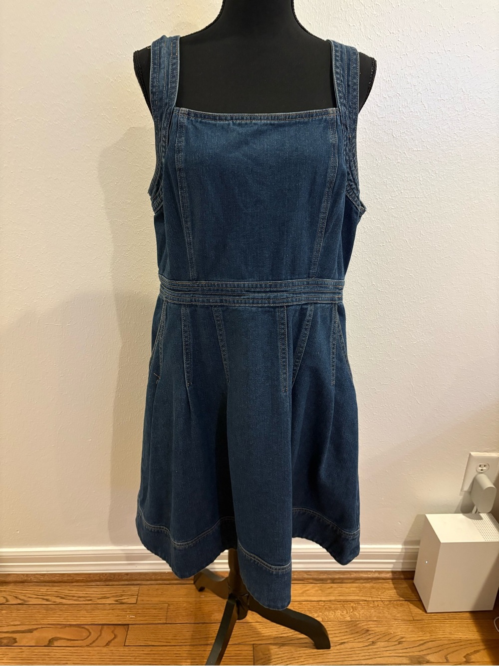 Joie Dark Blue Denim Mini Pinafore Dress